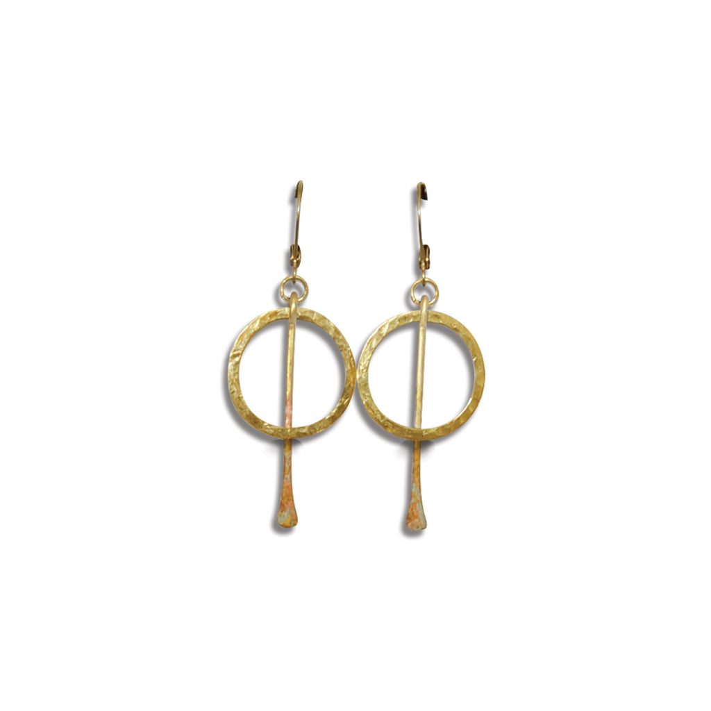 Small Brass Strike-Through Earring