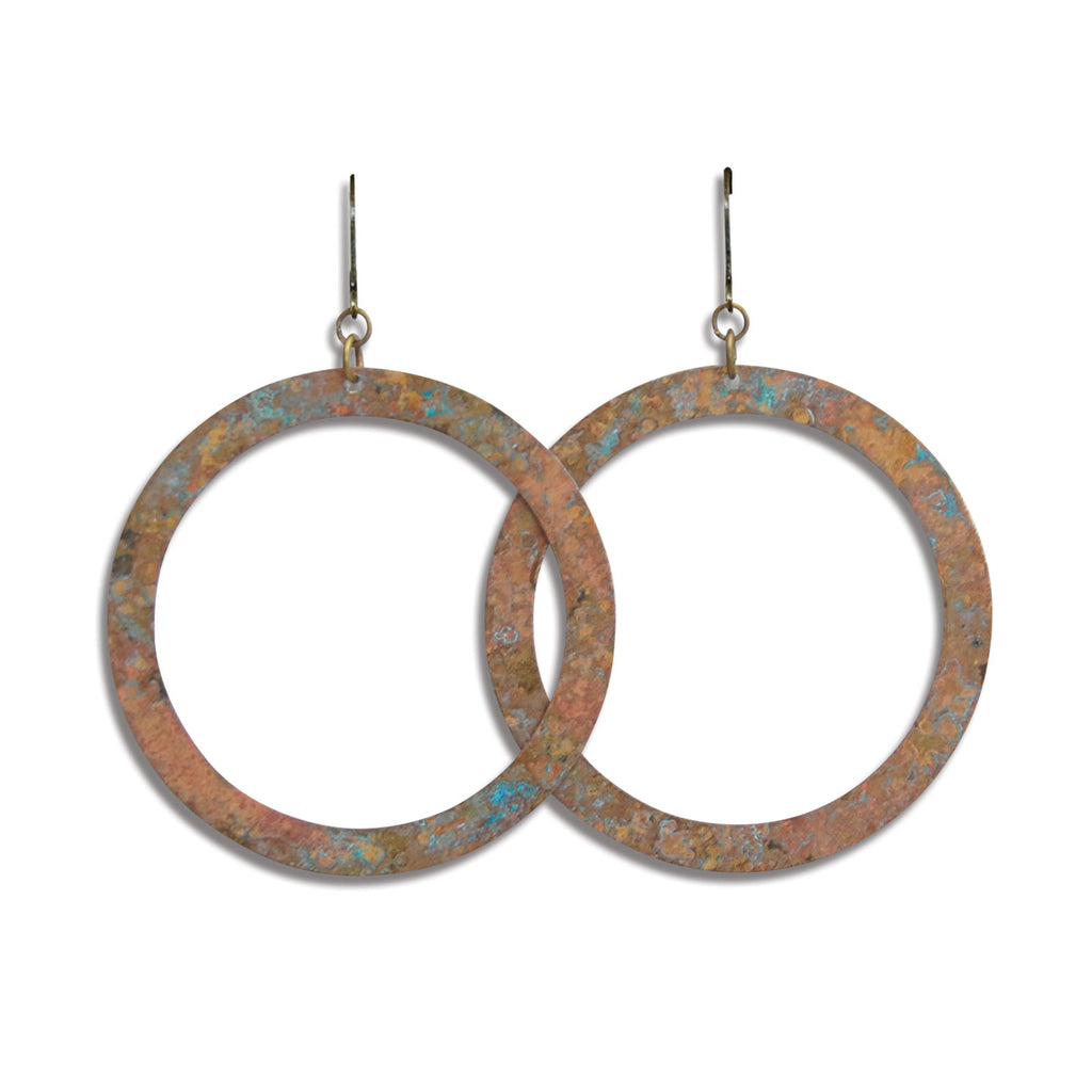 Large Patina Circle Hoop Earring