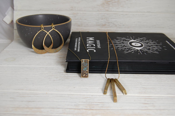 Starry Night Patina Vertical Billet Necklace