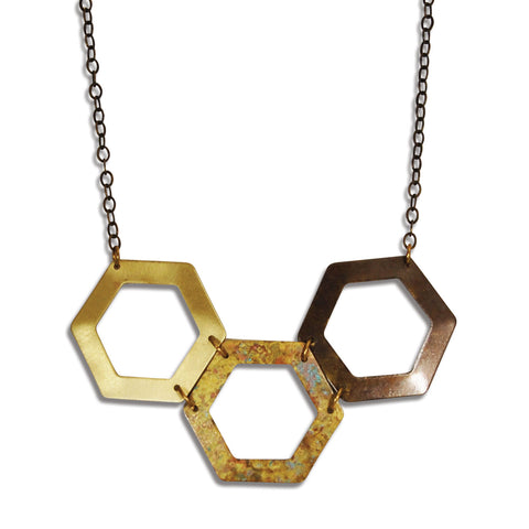 Triple Hexagon Earth Necklace